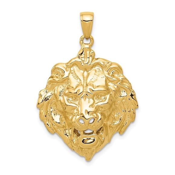 14k Yellow Gold Large Lion's Head Pendant